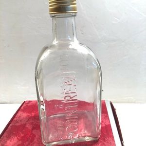 6685 vtg Cointreau Liquor Bottle Decanter Clear Glass Square Bottom Gold